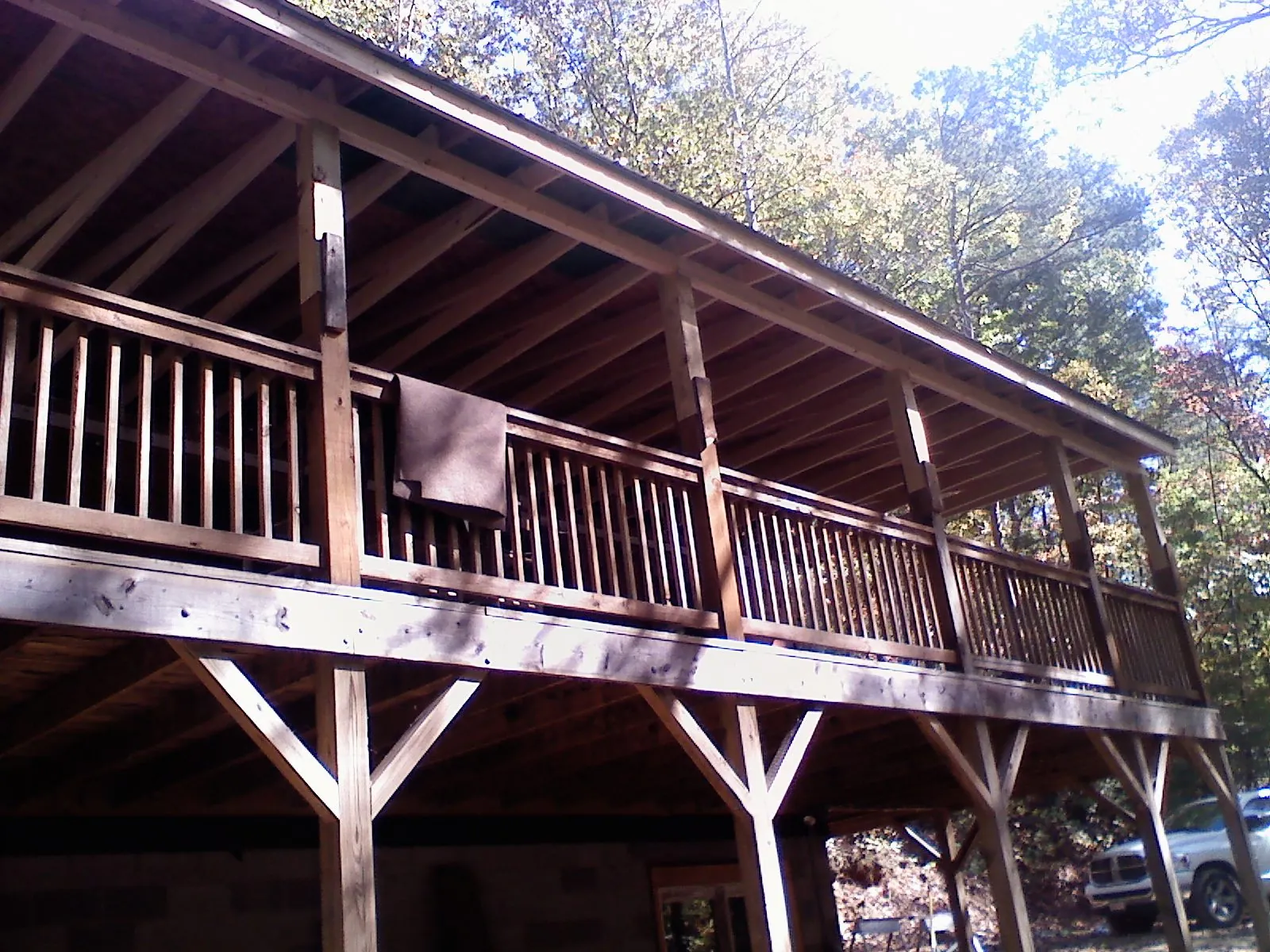 Timber framing under a new elevated porch and deck — Roof Leak Repair in Bolinas by Roofing Brothers
